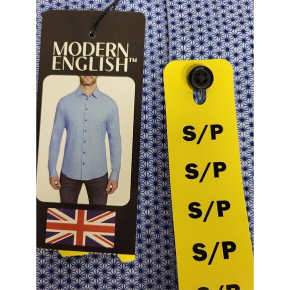 Modern English Shirt NWT Men’s Small Blue Pattern Long Sleeve Button Up - Picture 2 of 2